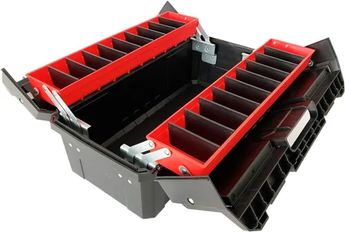 Vista 8 de WEWLINE Caja de herramientas organizadora de 16.5 pulgadas de 3 capas de plástico con mango portátil, perfecta para el hogar, oficina, maletero
