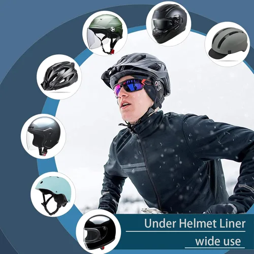Vista 5 de Skull Cap Winter Helmet Liner, Cold Weather Thermal Cycling Cap negro (Black*1)