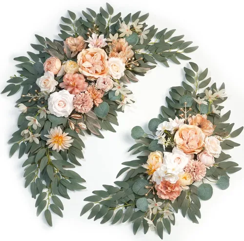 Vista 12 de Juego de flores artificiales para arco de boda (2 unidades) para arco de boda, despedida de soltera, decoración de telón de fondo para ceremonia