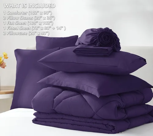 Vista 124 de CozyLux Juego de edredón de tamaño Queen, rojo burdeos, toda la ropa de cama en una sola bolsa, 7 piezas: edredón, fundas de almohada y de almohada
