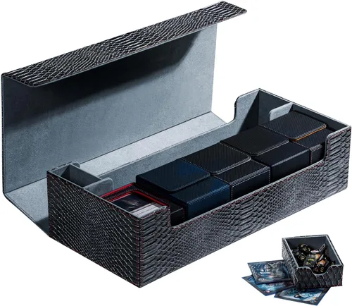 Vista 9 de Estuche de almacenamiento prémium para tarjetas coleccionables TCG, caja con capacidad para más de 800 tarjetas con funda para MTG, YuGiOh, Uno