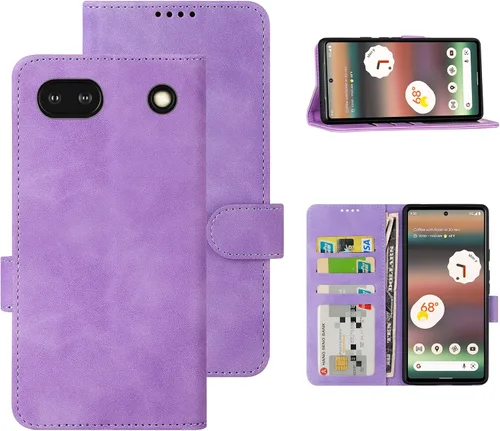 Vista 9 de Eastcoo Funda tipo cartera con tapa para Google Pixel 7a, piel sintética y protección de poliuretano termoplástico, 3 ranuras para tarjetas, función