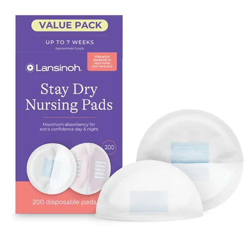 Lansinoh Stay Dry Almohadillas de lactancia desechables, almohadillas de pecho suaves y súper absorbentes, elementos esenciales para la lactancia