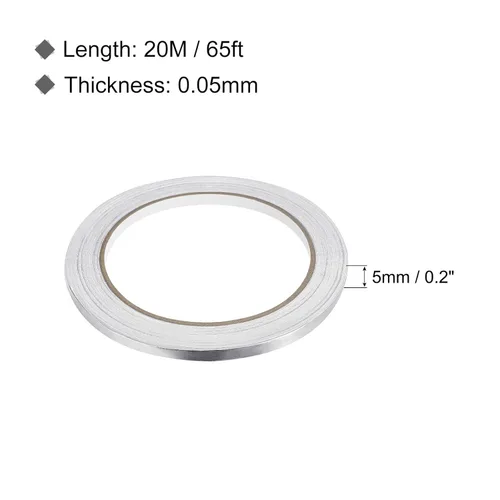 Vista 2 de MECCANIXITY Cinta de papel de aluminio, cinta de aluminio de 0.2 pulgadas x 65 pies (1.96 mil), cinta HVAC de alta temperatura, cinta de aluminio