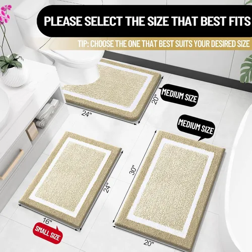 Vista 2 de OLANLY Alfombras de baño 24x16, tapetes de baño extra suaves y absorbentes de microfibra, antideslizantes, lavables a máquina, secan rápido