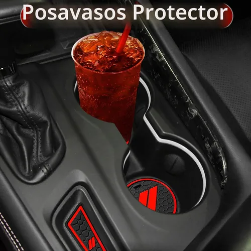 Vista 7 de para Accesorios de Dodge Durango 2021 2022 2023 2024 2025 2026 (Versión de 7 Asientos) Alfombrilla de Forro de Consola Central Insertos de Rojo
