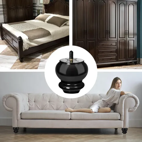Vista 5 de Juego de 4 patas redondas de madera para muebles, sofá en forma de calabaza, adecuado para cama, mesa de centro de armario, soporte de TV, silla