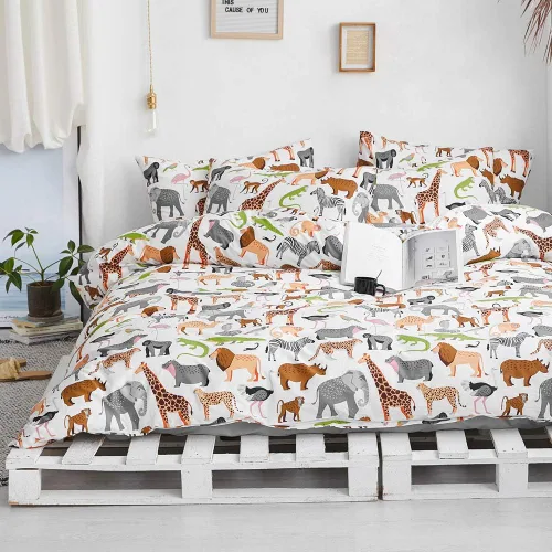 Vista 12 de BlueBlue Juego de funda de edredón para niños, ropa de cama 100% algodón, 1 funda de edredón de dibujos animados y 2 fundas de almohada para niños