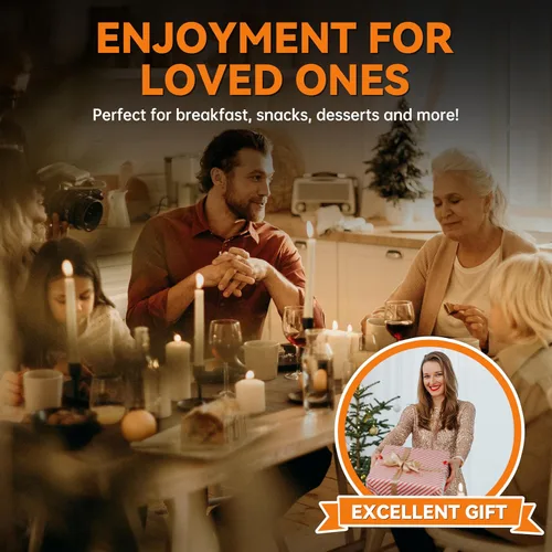 Vista 6 de Baker's Friend Multi Pizzelle Maker Eléctrico, plancha Stroopwafel, máquina para hacer galletas waffle Pizzelle de 4 x 4.5 pulgadas con control