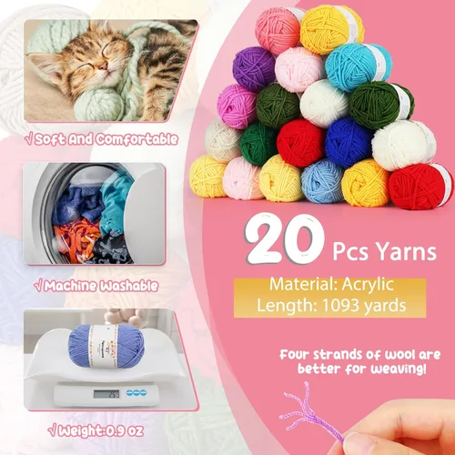 Vista 3 de Aeelike Kits de aprendizaje de ganchillo para principiantes, kit de inicio de ganchillo con todo, hilo acrílico de 1093 yardas para ganchillo, juego