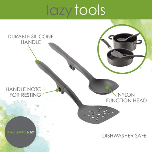 Vista 9 de Rachael Ray Juego de cucharas flexi Turner y raspar y utensilios de cocina, 2 piezas, color gris