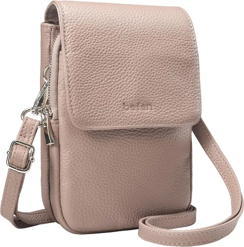 Vista 11 de befen Bolsos cruzados pequeños de cuero genuino para mujer, bolsa cruzada para teléfono celular con ranuras para tarjetas de bloqueo RFID