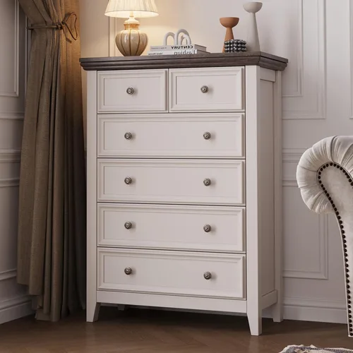 Vista 22 de BOSHIRO Cómoda de granja de 3 cajones para dormitorio - 31.5" de ancho 3 cajones de almacenamiento como mesita de noche o cómoda de pie