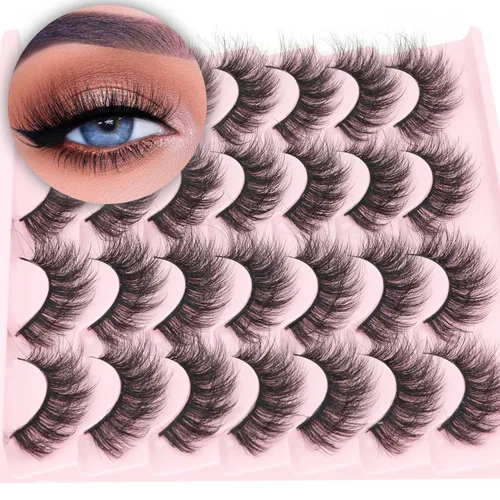 Vista 8 de Pestañas postizas de visón natural, efecto ojo de gato, finas, 16 mm, 5D, paquete de 14 pares de pestañas falsas de TNFVLONEINS