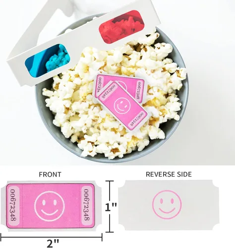 Vista 4 de L LIKED Rollo de Boletos de Rifa Smile, Cada Boleto 1''x2'', para Eventos, Entrada, Recompensa de Clase, Recaudación de Fondos y Premios, 1000 Rosa