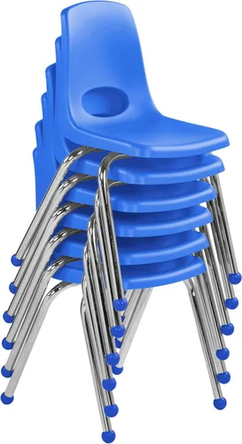 Vista 8 de Factory Direct Partners 10367-BL Silla escolar apilable de 16 pulgadas, asiento apilable para estudiantes con patas de acero cromado y rodamientos