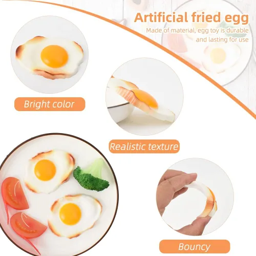 Vista 5 de Simulación de huevo frito falso, juego de alimentos artificiales, modelo de comida, decoración de cocina, 2 piezas