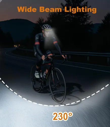 Vista 2 de Linterna frontal recargable, lámpara LED de frente de haz ancho de 230 con pantalla de batería digital, linterna impermeable para faros delanteros