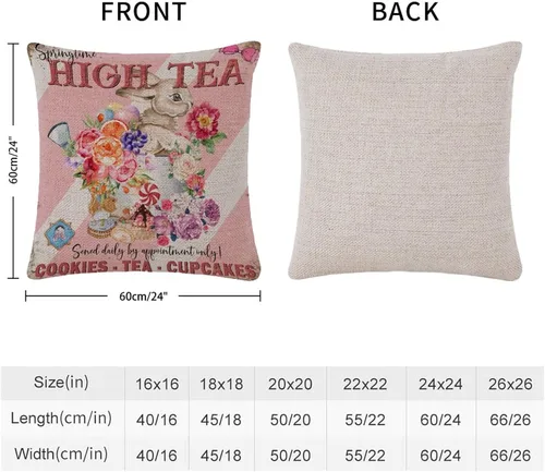 Vista 8 de Fundas de almohada vintage de conejo de Pascua, flores de primavera, huevos de Pascua, Navidad, 16 x 16 pulgadas, funda de almohada de lino