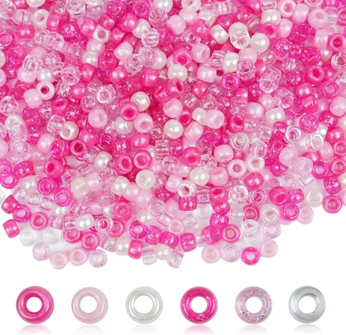 Vista 11 de Cuentas de pony con purpurina negra (1200 piezas 6x9mm), cuentas de pony a granel para pulseras, collares, fabricación de joyas, suministros
