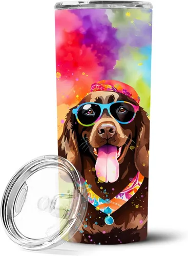 Vista 113 de Caroline's Treasures Siberian Husky Hippie Dawg - Vaso delgado de acero inoxidable al vacío de doble pared reutilizable, vaso aislado para café