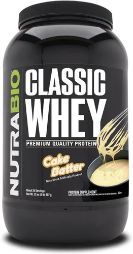 NutraBio Polvo de proteína de suero clásico, 0.88 oz de proteína por cucharada, perfil de aminoácidos de espectro completo, sin rellenos, colores