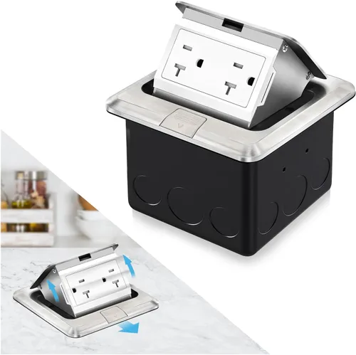 Vista 14 de Kit de toma de corriente eléctrica empotrada en el suelo Vagueior, caja de cubierta impermeable para toma de corriente eléctrica, toma de corriente