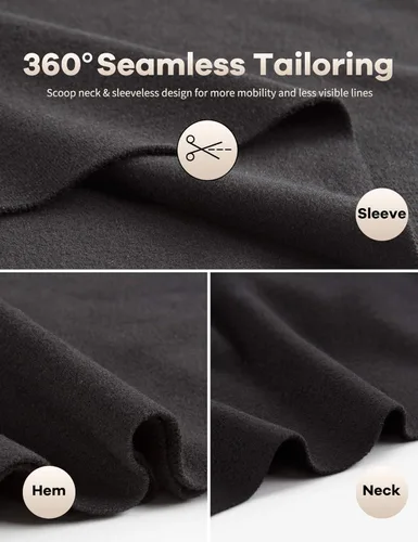 Vista 6 de MANCYFIT Camiseta térmica sin mangas para mujer, de forro polar, sin mangas, capa base, sin costuras, cuello redondo