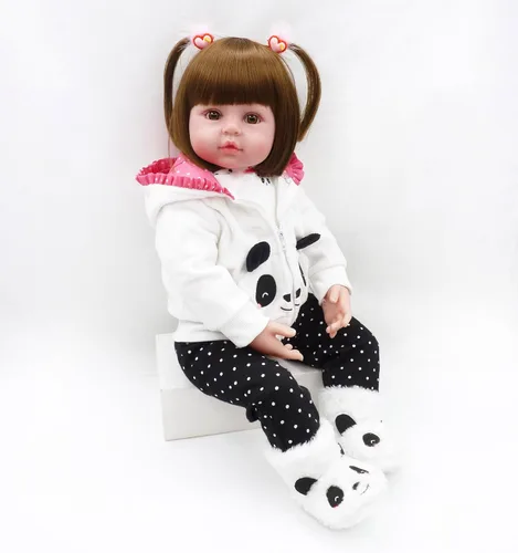 Vista 6 de Ropa de muñeca Reborn de 22 pulgadas para muñeca Reborn de 20-23 pulgadas, accesorios de atuendo de panda, 4 piezas, ropa a juego de bebé Reborn