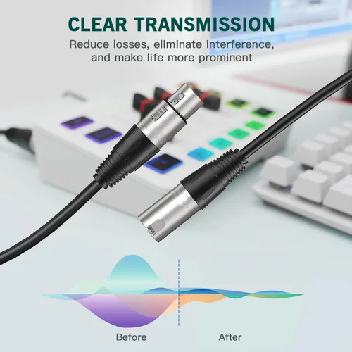 Vista 6 de FIFINE Paquete de micrófono para juegos de PC con cable XLR, micrófono USB RGB para computadora para transmisión, juego de cables de audio, cable