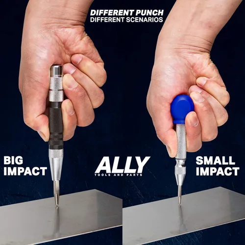 Vista 4 de ALLY Tools - Punzón central automático súper fuerte de 6 y 5 pulgadas, perforador central automático perfecto para metal, madera, plástico, vidrio