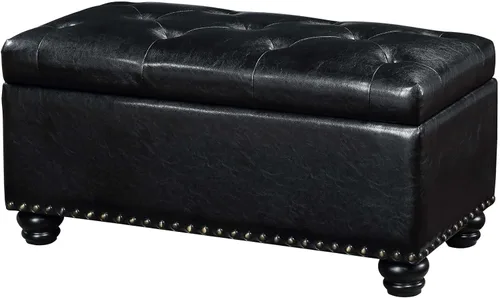 Convenience Concepts Designs4Comfort 7th Avenue - Banco otomano de 35.5 pulgadas, moderno reposapiés tapizado y asiento con tapa con bisagras y