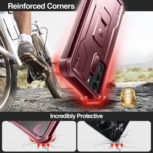 Vista 3 de Dexnor Funda para Samsung Galaxy S21, Protector de pantalla y soporte integrados Protección de grado militar resistente a prueba de golpes