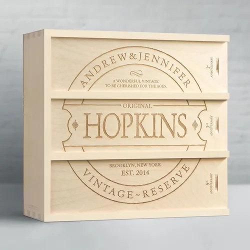 Vista 6 de Caja de vino de aniversario vintage familiar