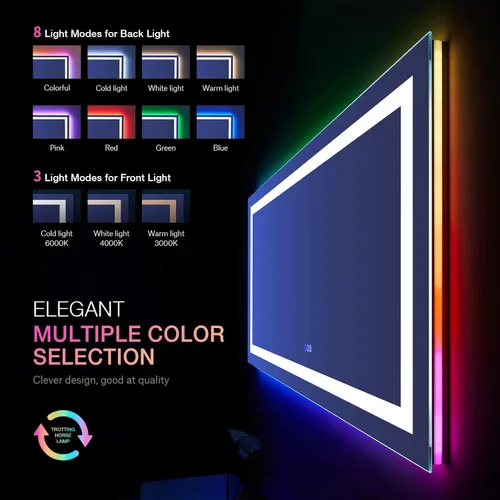 Vista 146 de LOAAO Espejo de baño LED de 28 x 36 pulgadas con luces, antiniebla, regulable, retroiluminado + iluminado frontal, espejo de tocador de baño