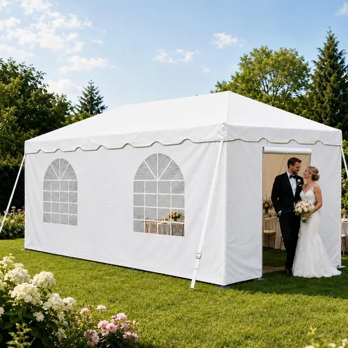 Vista 25 de Party Tents Direct - Toldo con marco de fin de semana, parte superior Blanco