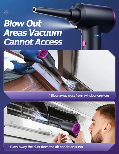 Vista 8 de Higynator - Plumero de aire comprimido – 3 engranajes ajustables 100000RPM eléctrico con luz LED, soplador inalámbrico para teclado de computadora