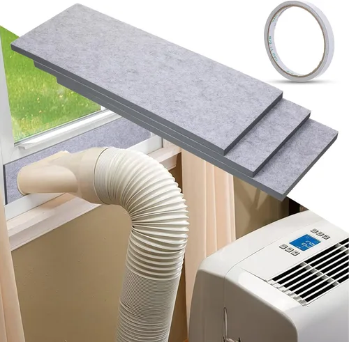 Paquete de 3 paneles de espuma aislados para ventilación de ventana de aire acondicionado portátil, paneles de sellado de aislamiento de doble capa