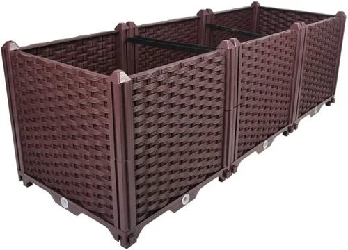Vista 34 de Hershii Juego de macetas elevadas de plástico de 2 capas para jardín, bricolaje para interiores y exteriores, rectangular, flores de hierbas