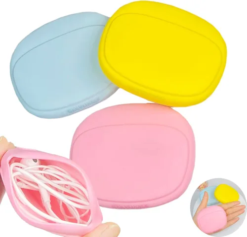 Vista 7 de Funda de silicona para auriculares - Estuche de almacenamiento para cables de datos - Mini caja de llaves - Bolsa de almacenamiento portátil