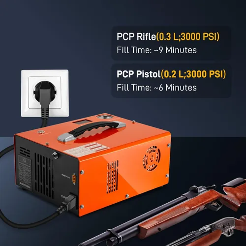 Vista 3 de GOYOJO Compresor de Aire PCP, Máximo 4500 PSI / 300 Bar, Llenado Rápido para Pistolas de Aire o Tanque de Paintball, Apagado Automático