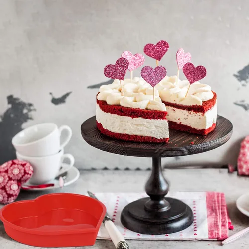 Vista 3 de Molde grande de silicona para tartas de forma de corazón, molde de chocolate de fácil liberación, bandejas para tartas para el día de San Valentín