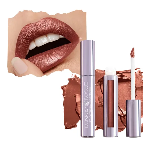 Vista 21 de Runway Rogue Lápiz Labial Líquido de Seda Glam, Lápiz Labial de Larga Duración Rosa Helado-Limonada, ‘Call Sheet