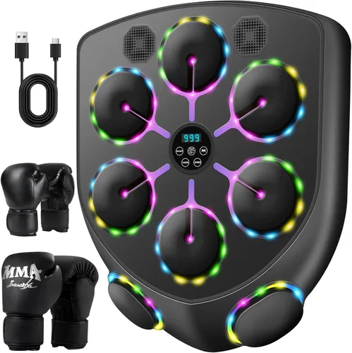 Vista 3 de YORWHIN Smart Music Boxing Machine for Adults and Kids, Bluetooth Boxing Equipment with Boxing Gloves, Wall Mounted Electronic Punching Machine for