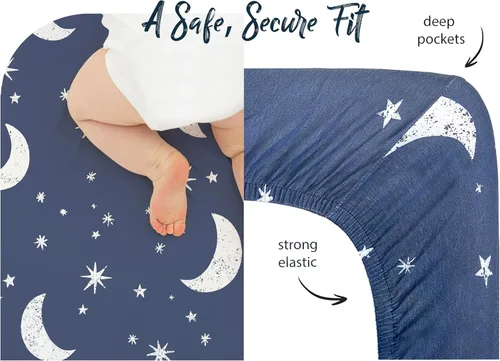 Vista 5 de Sábanas bajeras 100% de algodón orgánico que se ajustan y son compatibles con Graco Pack n Play, Babyletto, Pamo Babe, Hiccapop, Dream on Me