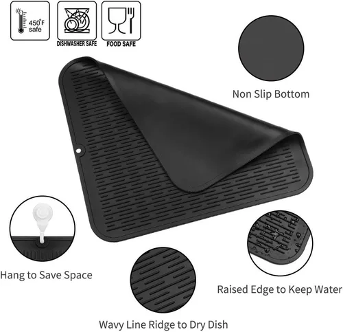 Vista 679 de MicoYang Alfombrilla de Silicona para Secar Platos de Múltiples Usos, Fácil de Limpiar, Ecológica, Alfombrilla de Silicona Resistente al Calor