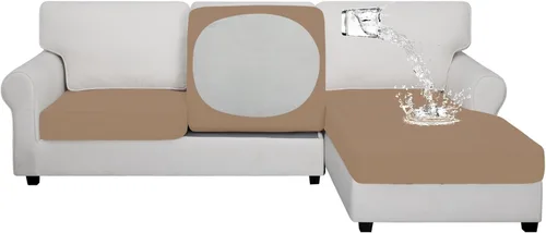 Vista 13 de Easy-Going Funda de cojín 100% impermeable para asiento de sofá, funda de cojín elástica de muebles, para niños, mascotas, cojín de sofá biplaza