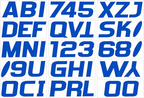 Vista 15 de Kit de números para registro de fábrica Hardline Products en color azul y negro, Cromo/Negro