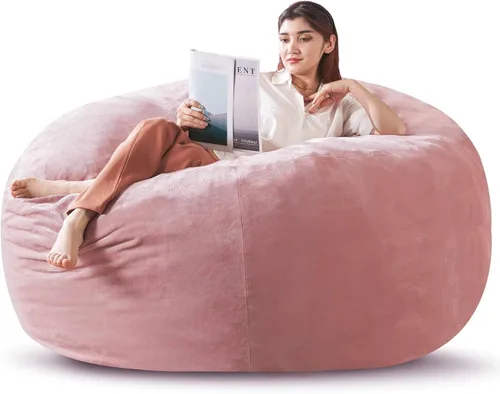 Vista 23 de Puf de 3 pies, puf con relleno, espuma viscoelástica altamente resistente, puf redondo de felpa, mueble para sala moderna, silla de lectura de ocio