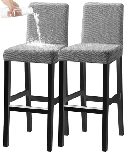 Vista 18 de Fundas para silla de bar de jacquard con respaldo, funda extraíble y lavable para silla de comedor giratoria corta, silla de comedor, silla de bar